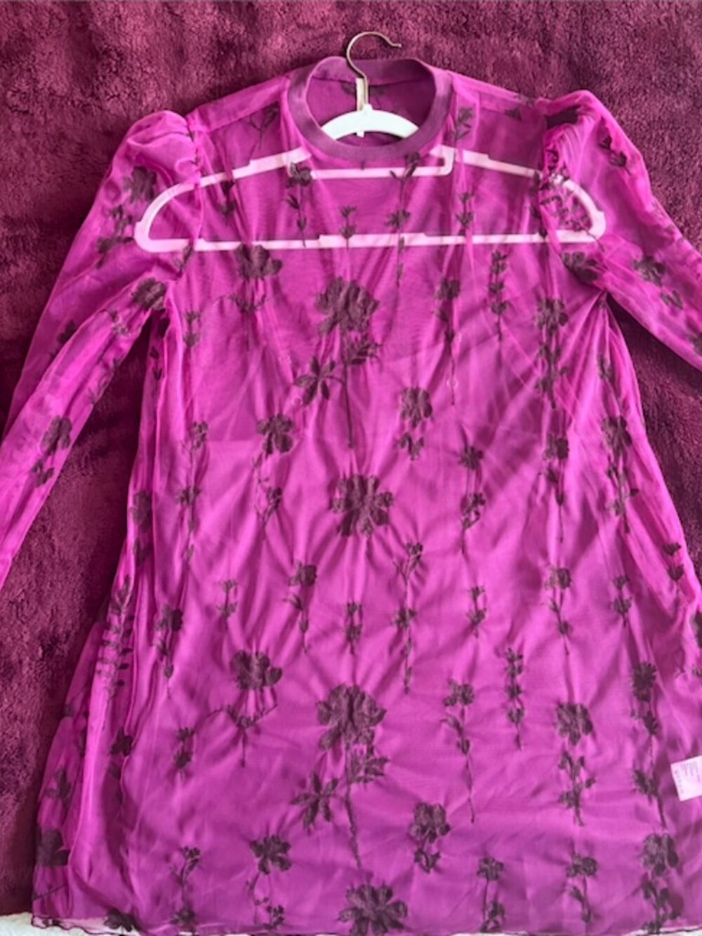 Free People Fuchsia Sheer Top or Mini Dress - Picture 3 of 4